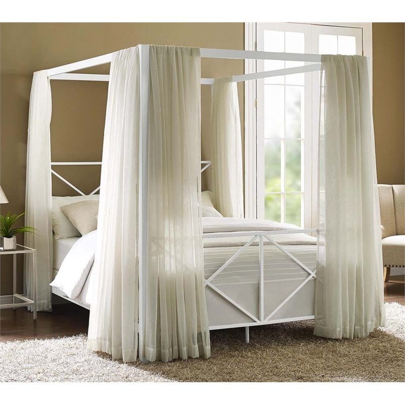 Dhp Rosedale Modern Romance Metal Queen, White Canopy Bed Queen