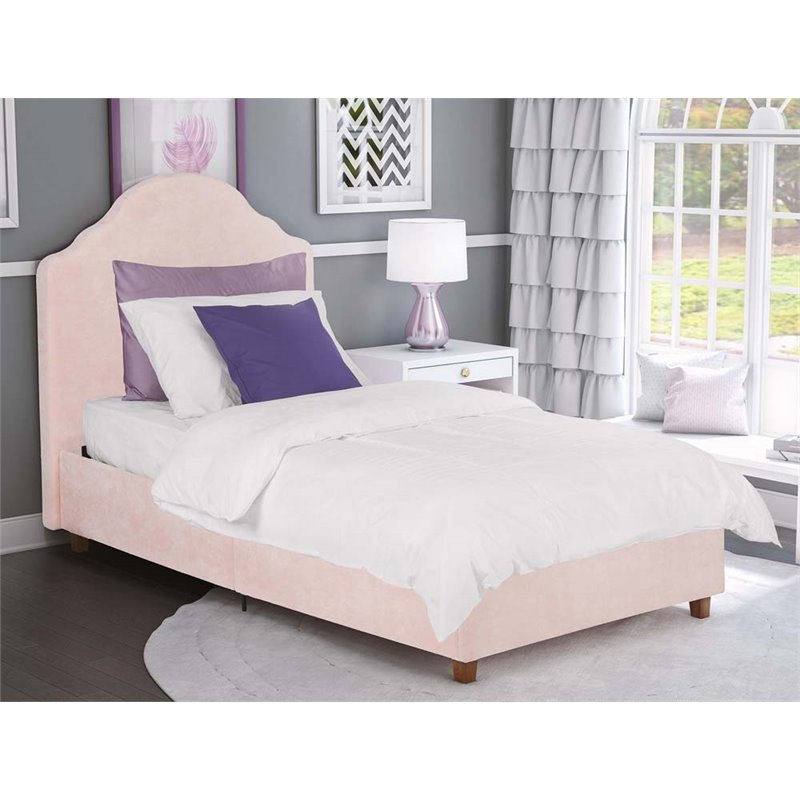 Upholstered Twin Platform Bed in Pink Rose Quartz 4075719