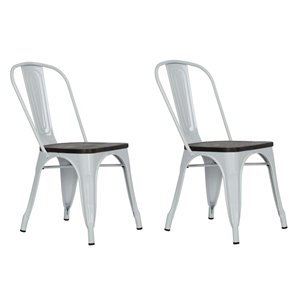 dhp fusion metal dining chair with wooden seat (set of 2)