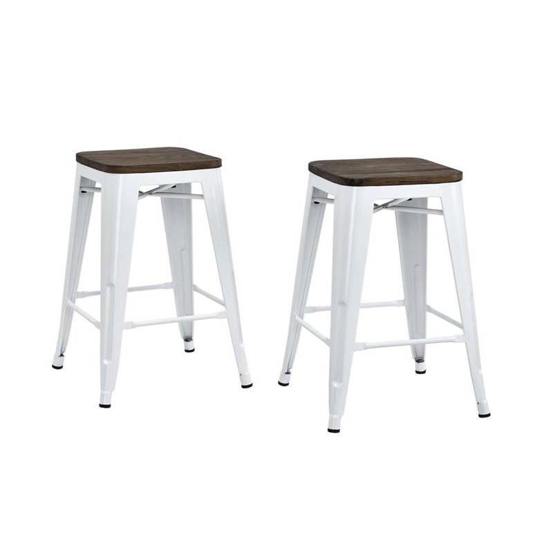 Dhp Fusion Metal Backless 24 Counter, 24 Inch White Metal Bar Stools
