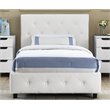 Upholstered Faux Leather Twin Bed in White