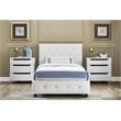 Upholstered Faux Leather Twin Bed in White