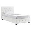 Upholstered Faux Leather Twin Bed in White