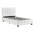 Upholstered Faux Leather Twin Bed in White