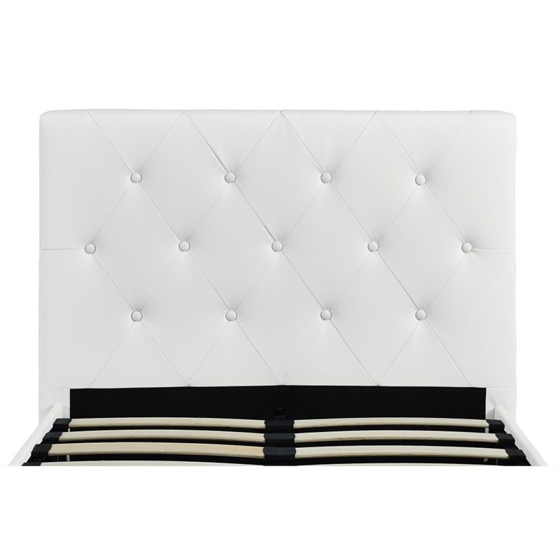 Upholstered Faux Leather Twin Bed in White