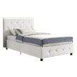 Upholstered Faux Leather Twin Bed in White