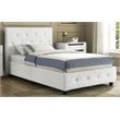 Upholstered Faux Leather Twin Bed in White