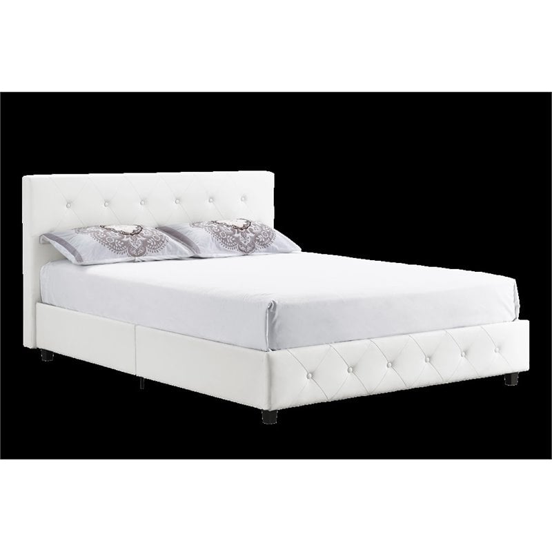 Upholstered Faux Leather Queen Bed in White 4027149