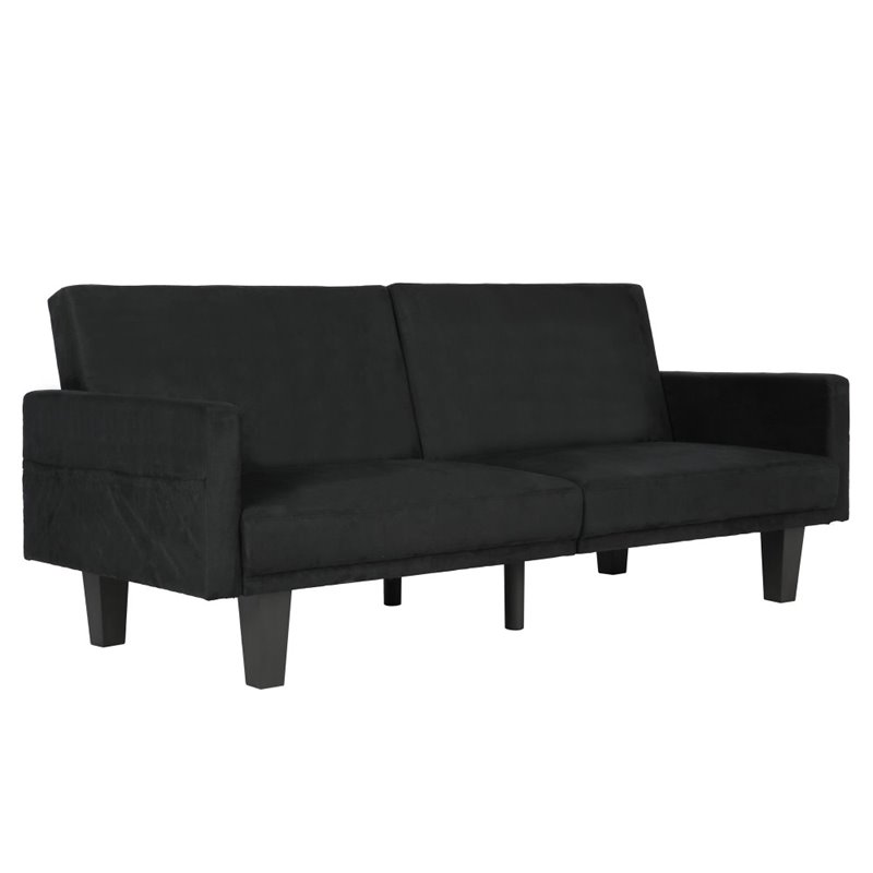 Split Microfiber Convertible Sofa In Black 2130019 Split Microfiber Convertible Sofa In Black