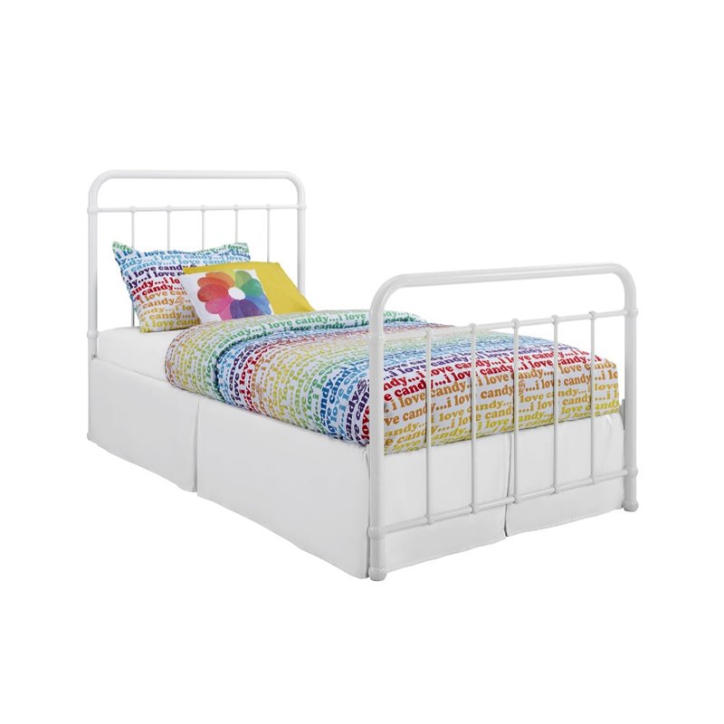 Iron Twin Bed in White 3291096