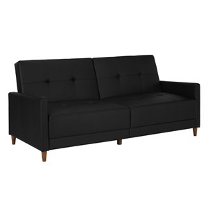 dhp andora coil faux leather convertible sofa in black