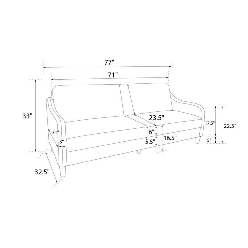 DHP Jasper Coil Linen Sleeper Sofa in Gray