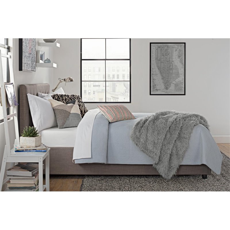 DHP Cambridge Linen Upholstered Queen Storage Bed in Gray Cymax Business