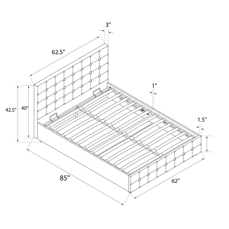 DHP Cambridge Linen Upholstered Queen Storage Bed in Gray