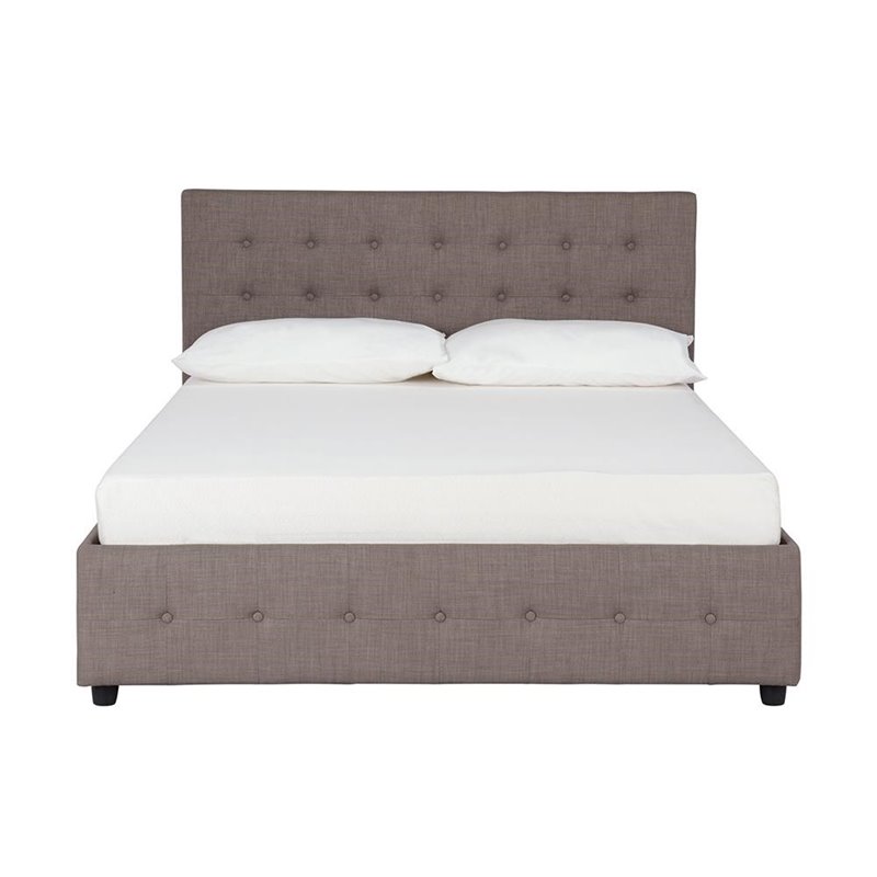 dhp cambridge upholstered bed with storage gray linen queen