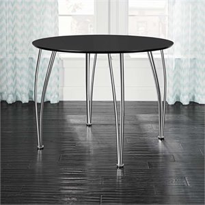 Round Dining Table with Chrome Legs in Black