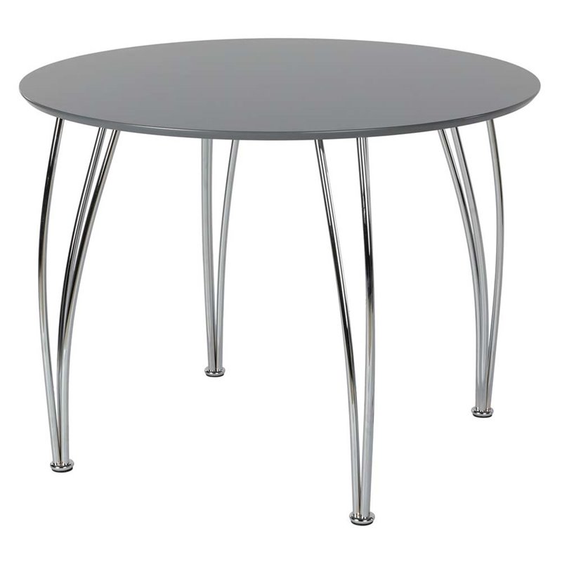 Round Dining Table with Chrome Legs in Gray - 2113459