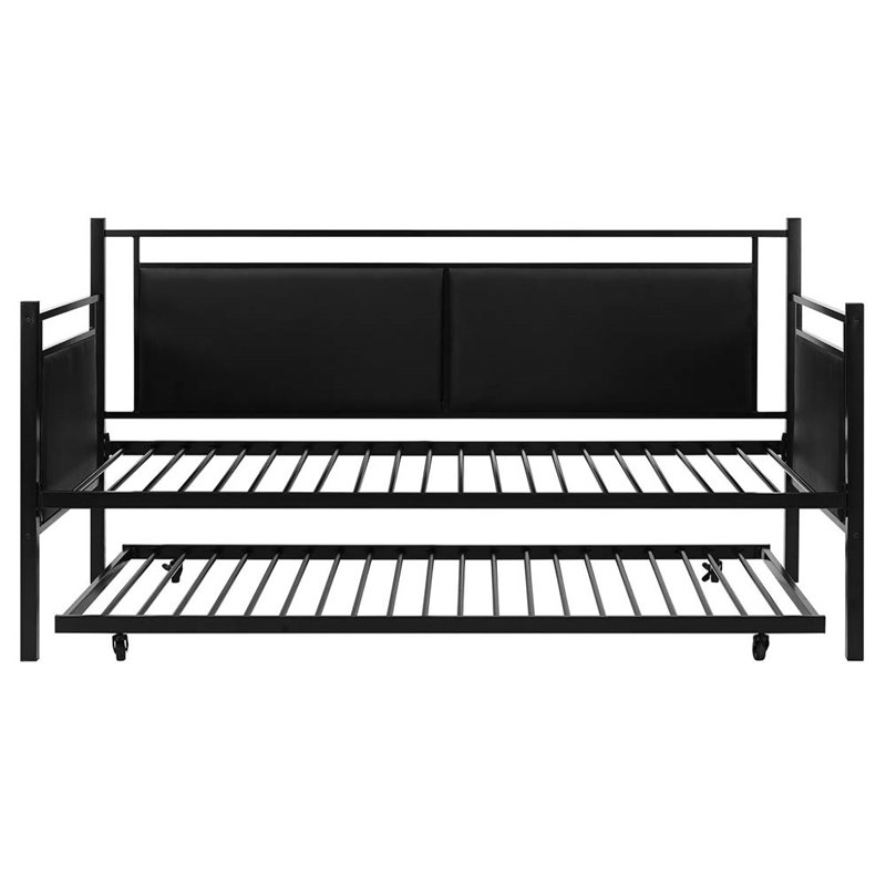 DHP Astoria Upholstered Twin Metal Daybed and Trundle in Black