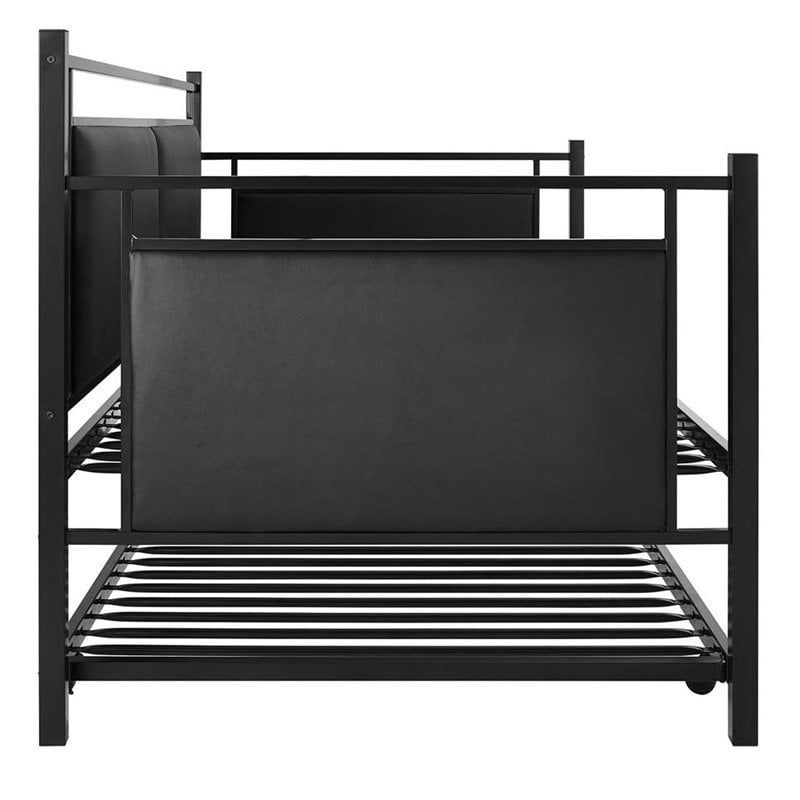 DHP Astoria Upholstered Twin Metal Daybed and Trundle in Black