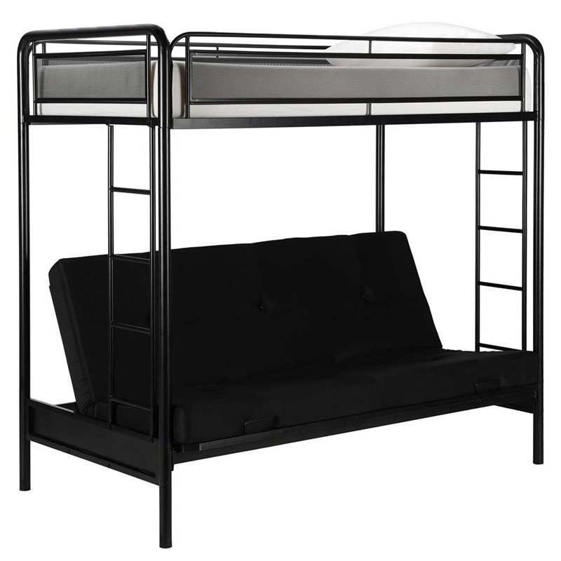 Twin over Futon Metal Bunk Bed in Black 4105019