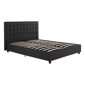 dhp emily faux leather upholstered queen bed in black