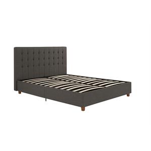 dhp emily linen upholstered bed in gray