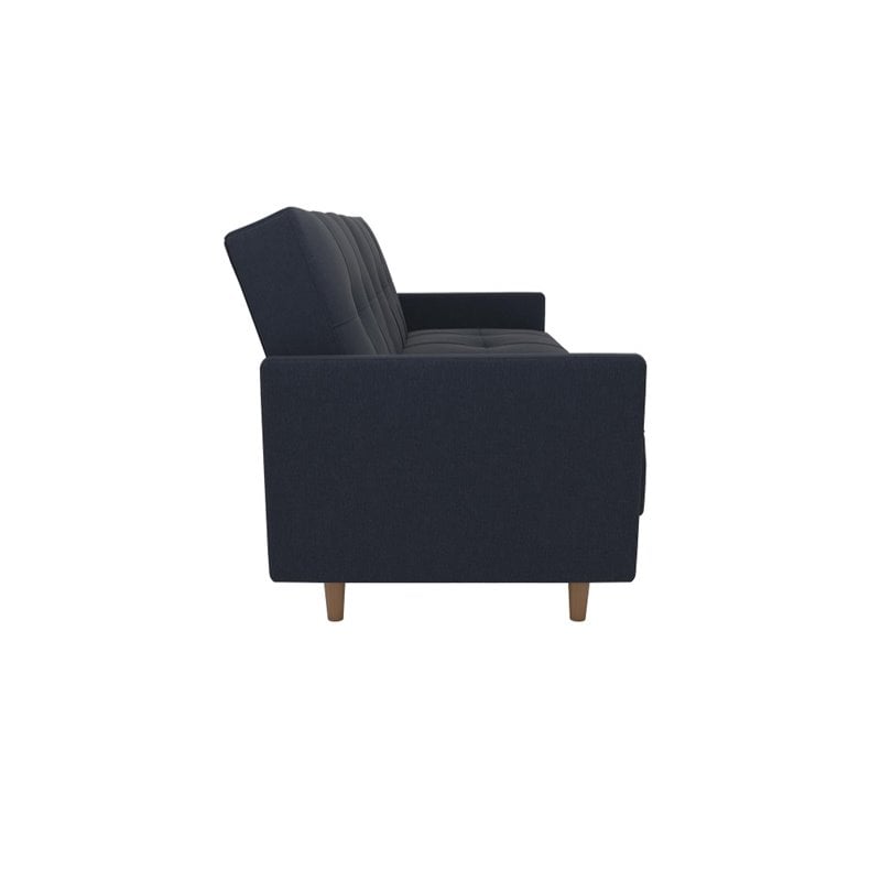 DHP Andora Coil Linen Convertible Sleeper Sofa in Navy Blue