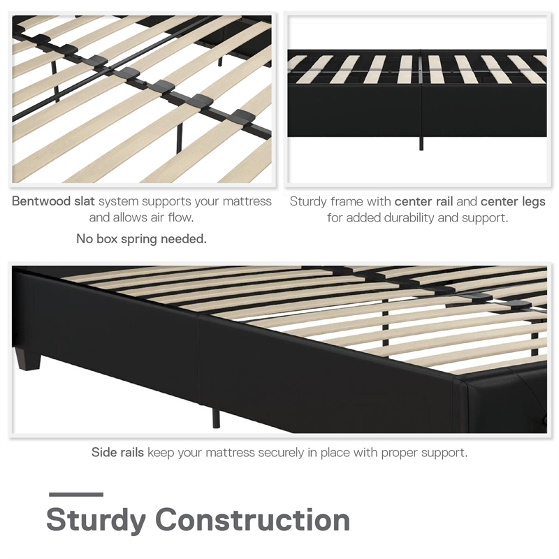 DHP Dakota Faux Leather Upholstered Full Platform Bed in Black