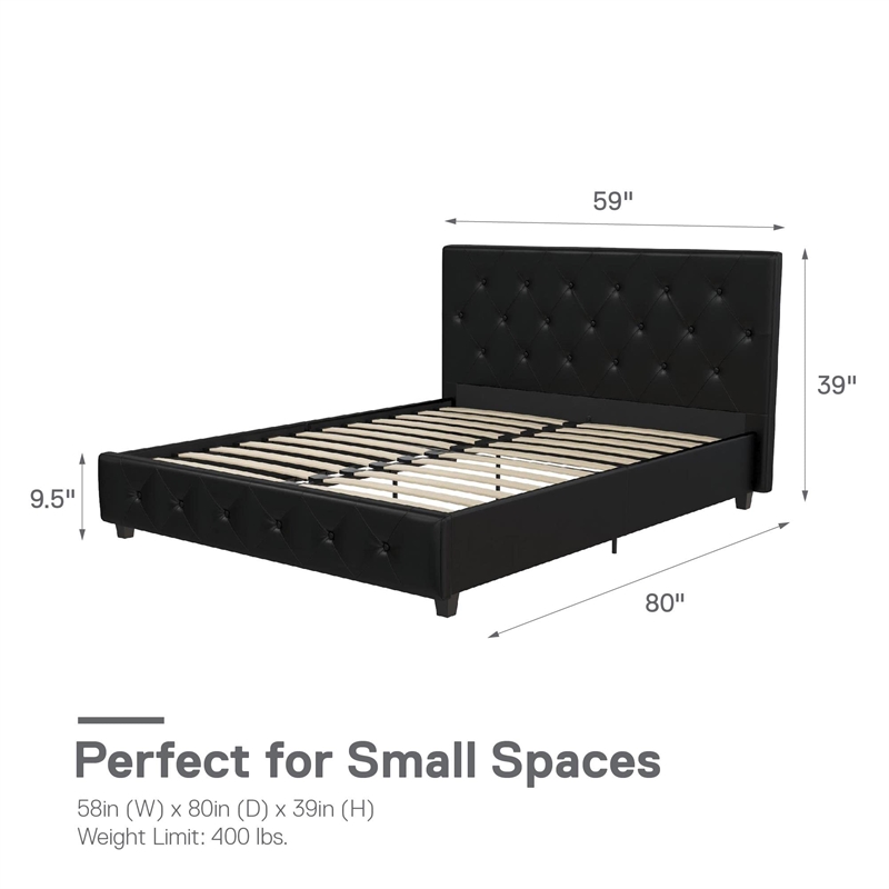 DHP Dakota Faux Leather Upholstered Full Platform Bed in Black