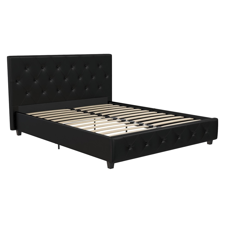 DHP Dakota Faux Leather Upholstered Full Platform Bed in Black