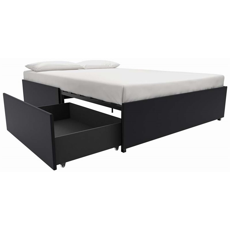DHP Maven Faux Leather Upholstered Queen Platform Storage Bed in Black