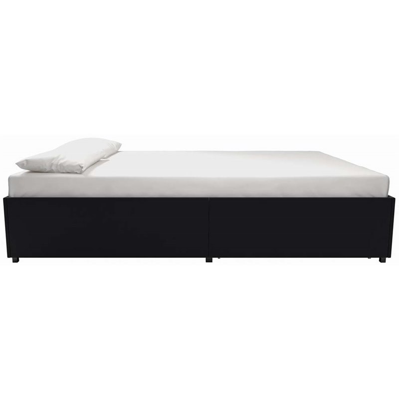 Dhp Maven Faux Leather Upholstered Queen Platform Storage Bed In Black 4124039 Dhp Maven Faux Leather Upholstered, Dhp Maven Platform Bed With Under Storage Queen Black Faux Leather