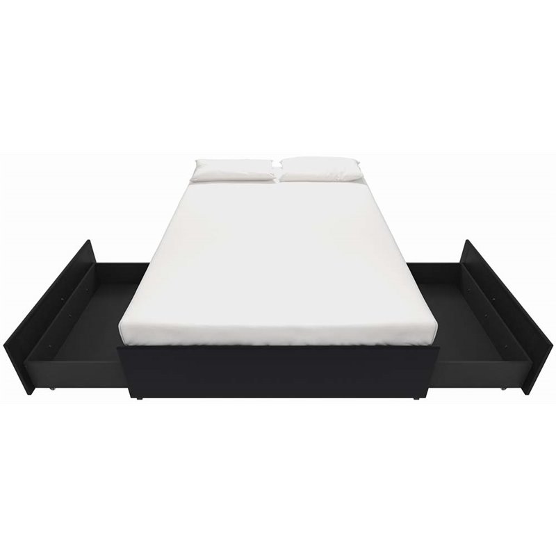 Dhp Maven Faux Leather Upholstered Queen Platform Storage Bed In Black 4124039 Dhp Maven Faux Leather Upholstered, Dhp Maven Platform Bed With Under Storage Queen Black Faux Leather