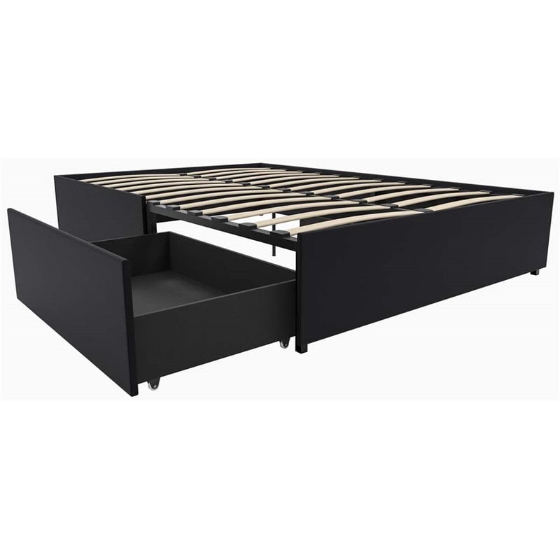 DHP Maven Faux Leather Upholstered Queen Platform Storage Bed in Black