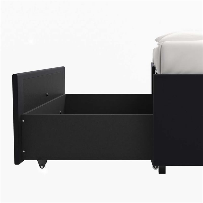 DHP Maven Faux Leather Upholstered Queen Platform Storage Bed in Black
