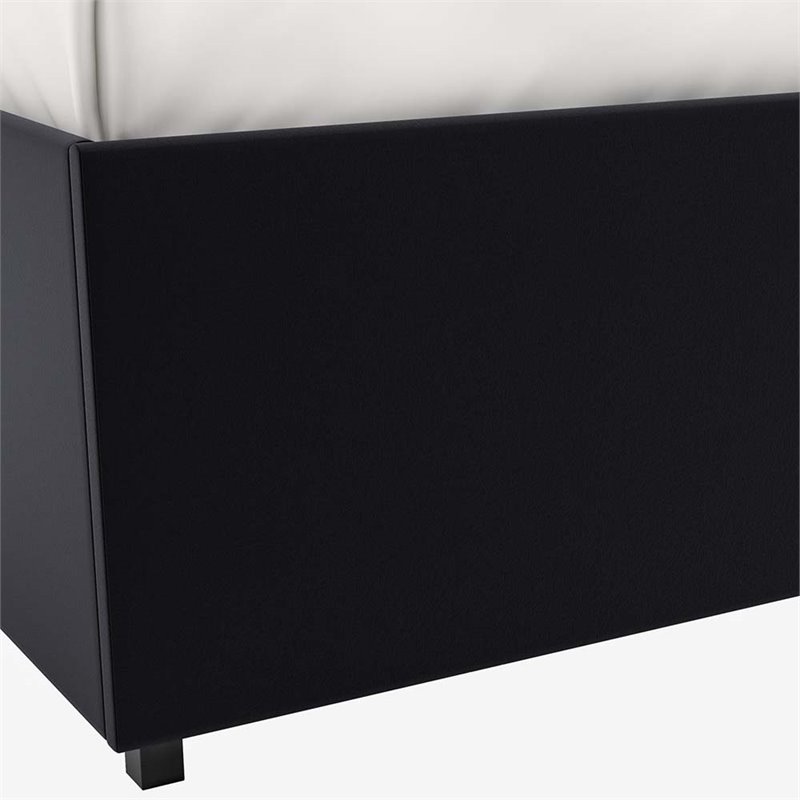 DHP Maven Upholstered Storage Bed, King, Black Faux Leather 