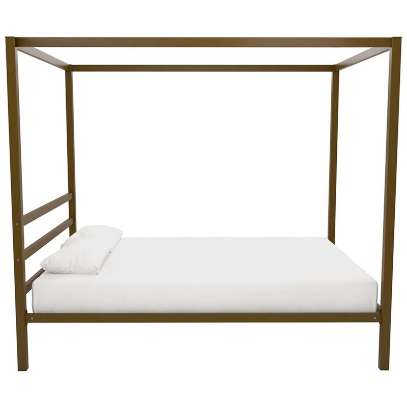 DHP Modern Queen Metal Canopy Bed In Gold - 4073949