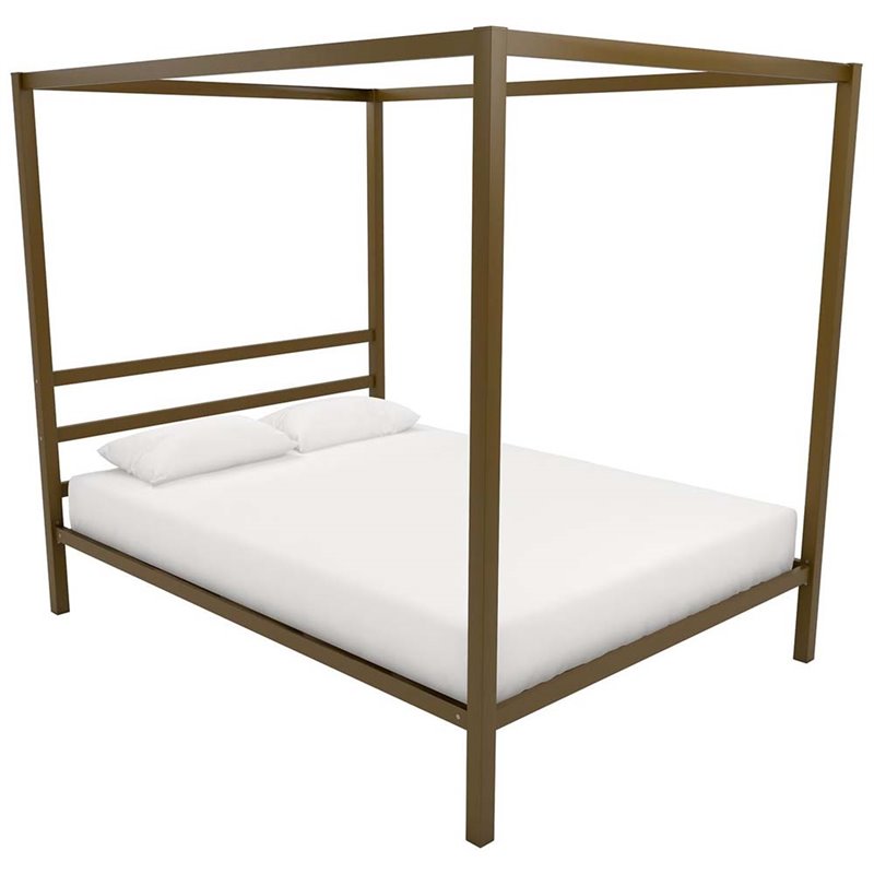 Dhp Modern Queen Metal Canopy Bed In, Gold Metal Canopy Bed Frame Queen