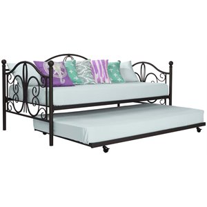 dhp bombay twin metal daybed with trundle in bronze