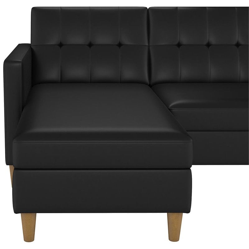 Dhp Hartford Faux Leather Left Facing, Sectional Sleeper Sofa Faux Leather