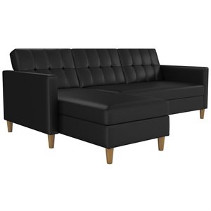 dhp hartford 2 piece faux leather left facing sectional set in black