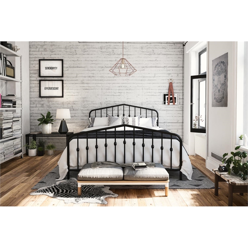 Novogratz Bushwick Queen Adjustable Metal Bed in Black