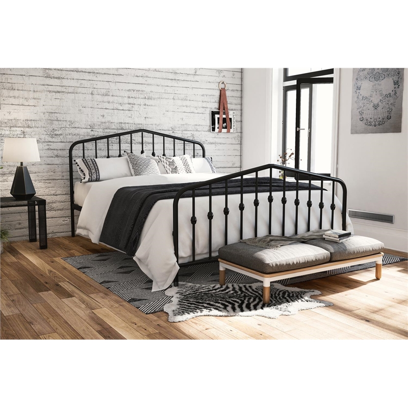 Novogratz Bushwick Queen Adjustable Metal Bed in Black