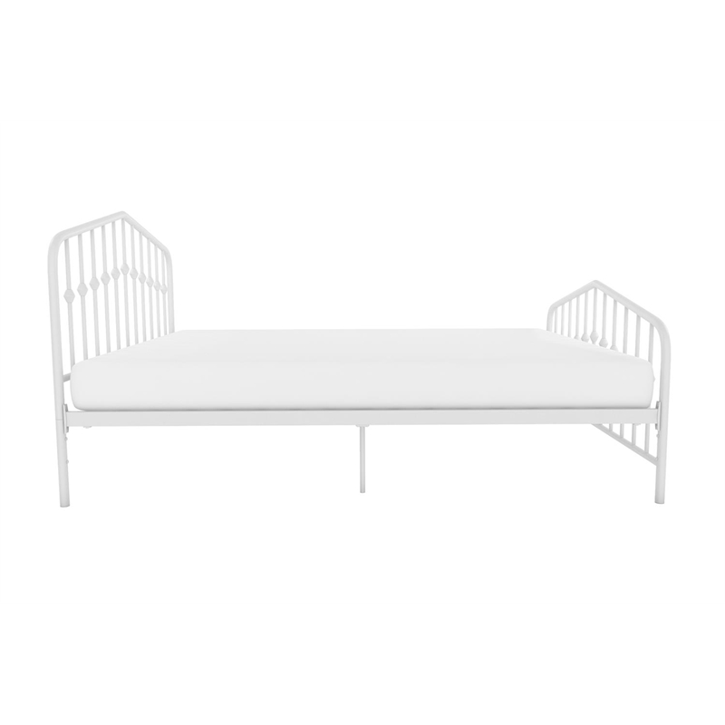 Novogratz Bushwick Queen Adjustable Metal Bed in White Cymax Business