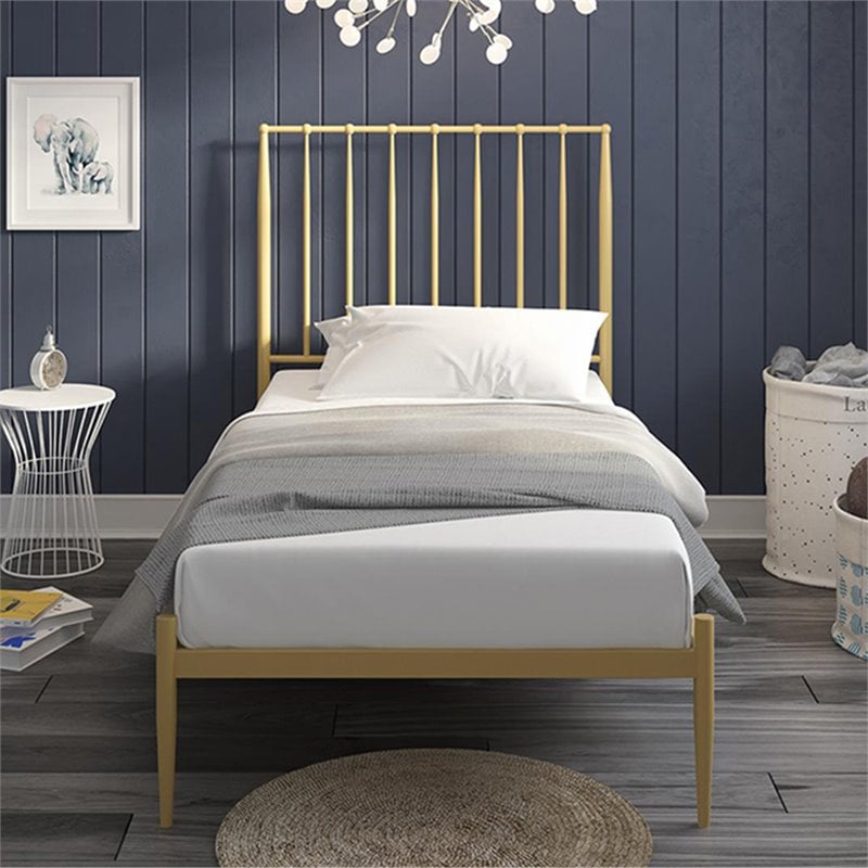 DHP Giulia Twin Metal Spindle Bed in Gold