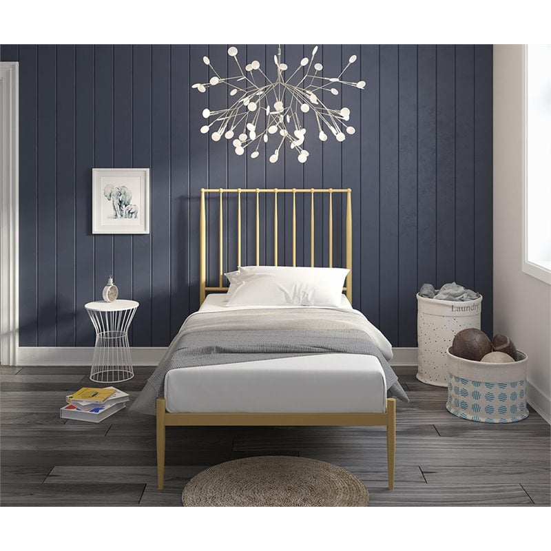 DHP Giulia Twin Metal Spindle Bed in Gold