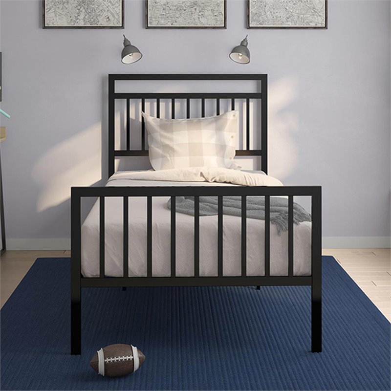 DHP Jackson Twin Metal Spindle Bed in Black | Cymax Business
