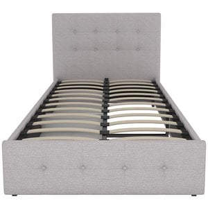 DHP Rose Tufted Twin Storage Panel Bed in Gray