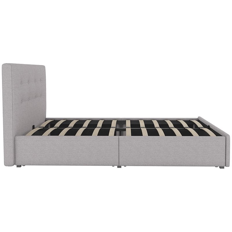 DHP Rose Tufted Twin Storage Panel Bed in Gray