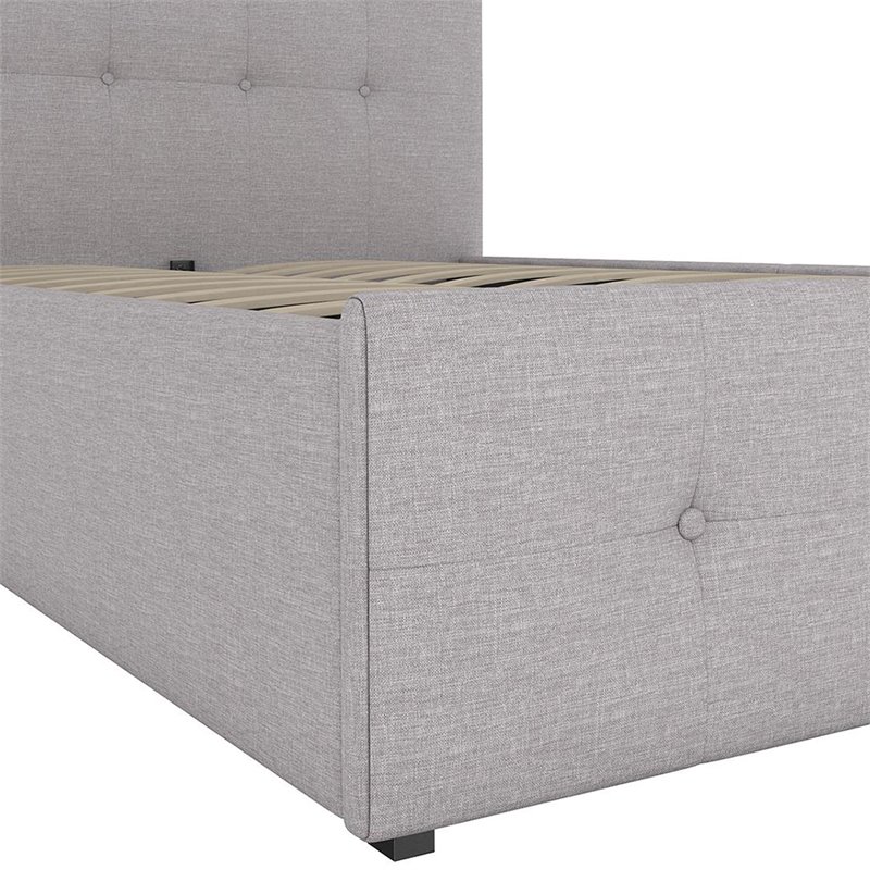 DHP Rose Tufted Twin Storage Panel Bed in Gray